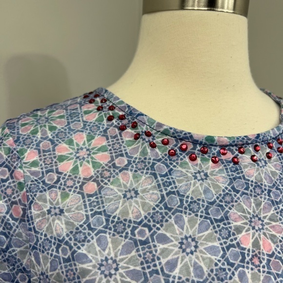 Ruby Rd Blue‎ Print Blouse - Picture 6 of 10